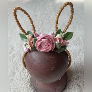 English Rose Garden Velvet Bunny Ear Headband